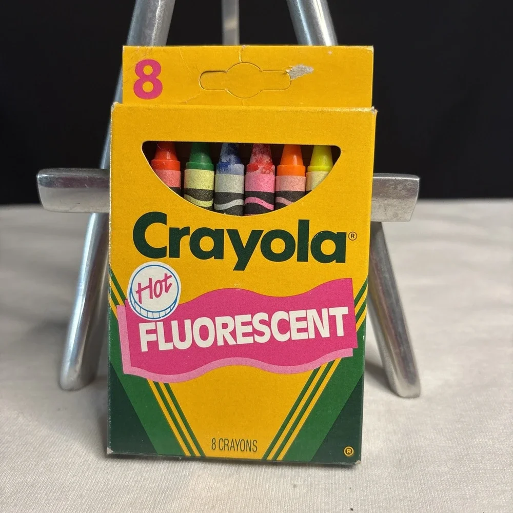 Vintage 1990 Crayola Fluorescent Crayons 8 Ct Binney Smith 52-008F USA